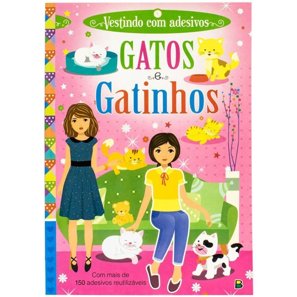Livro Vestindo Com Adesivos Konig Gatos e Gatinhos