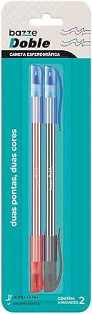 Caneta Bazze Doble Bicolor Preta