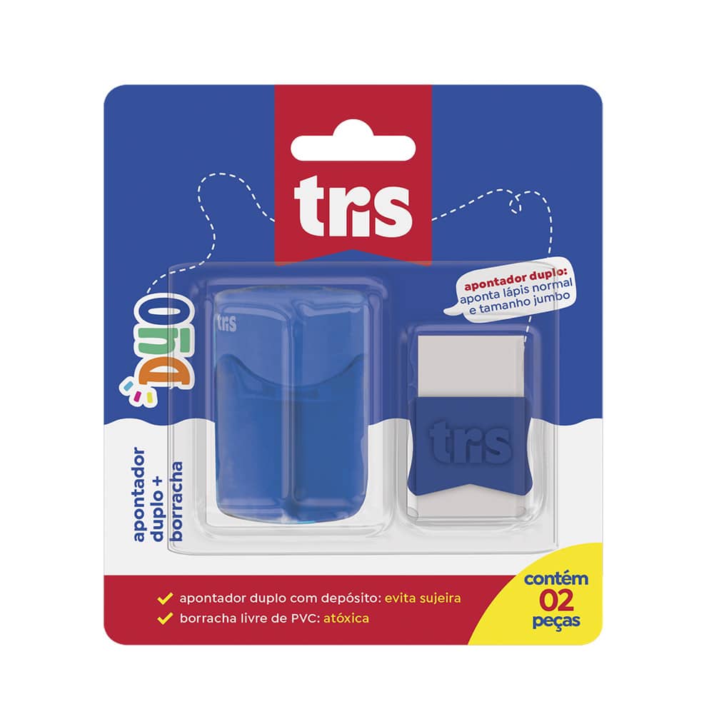 Apontador Tris Borracha Duo 2Pcs
