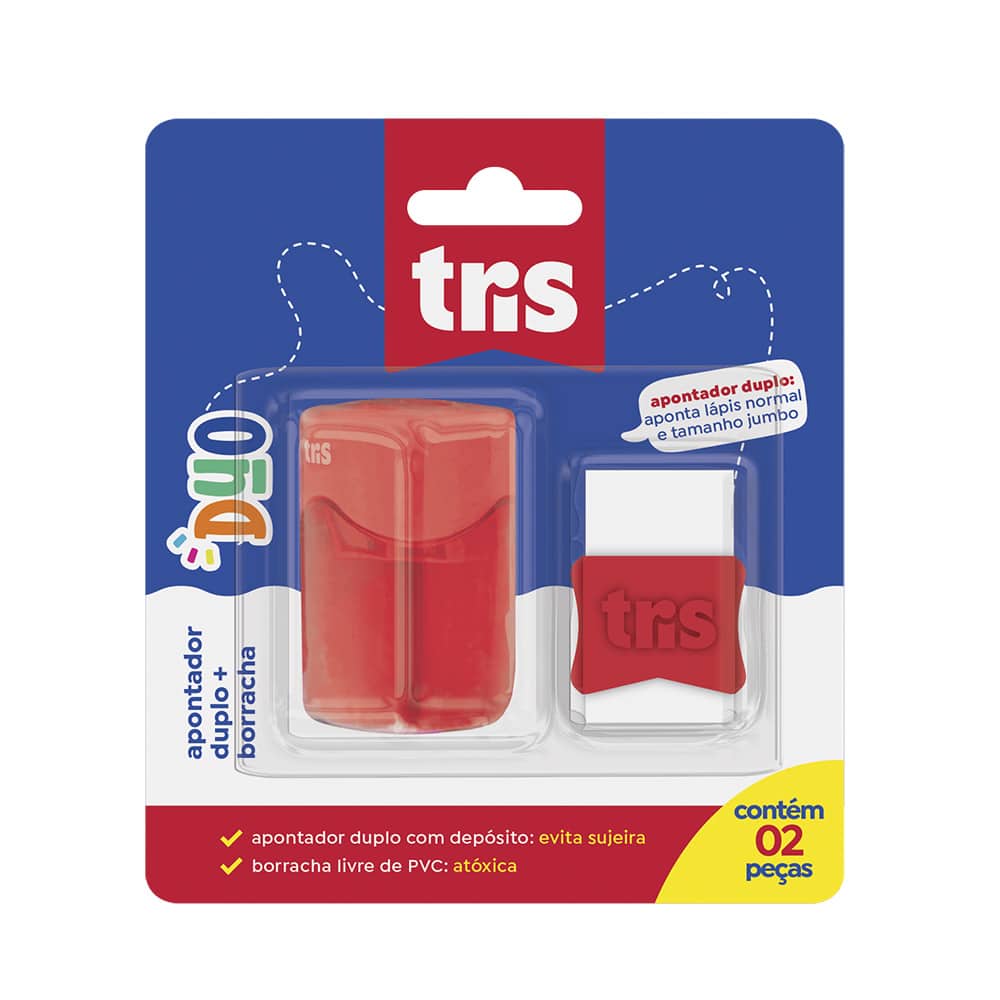 Apontador Tris Borracha Duo 2Pcs