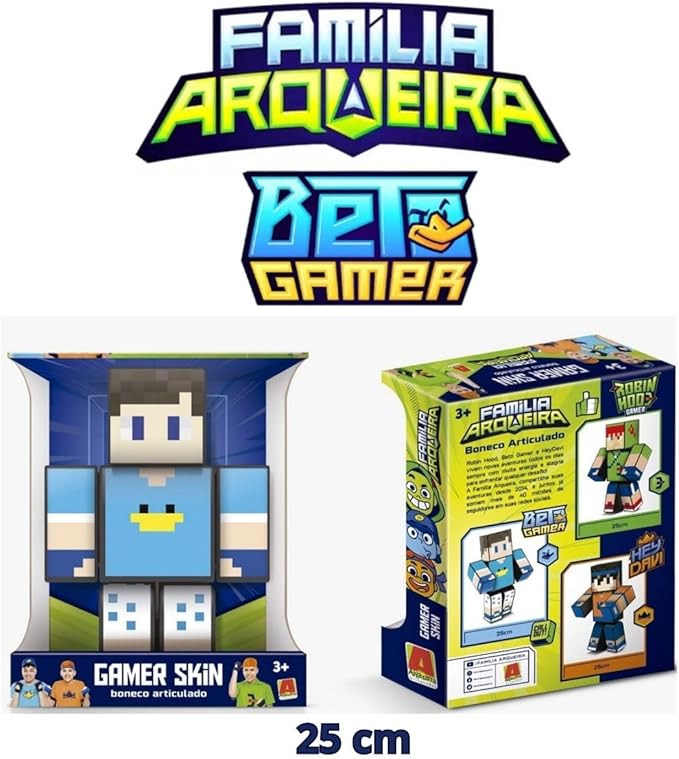 Boneco Algazarra Familia Arqueira Beto Gamer 25Cm