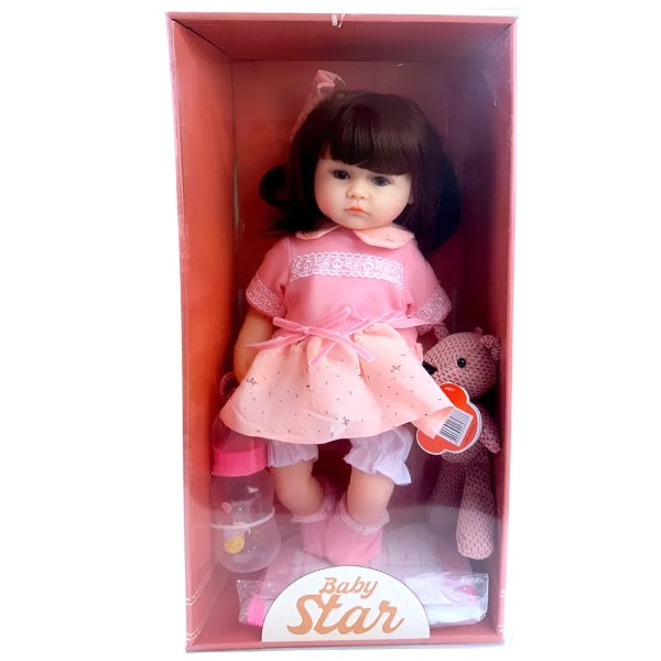 Boneca Realista Bbr Toys Com Lacinho Rosa