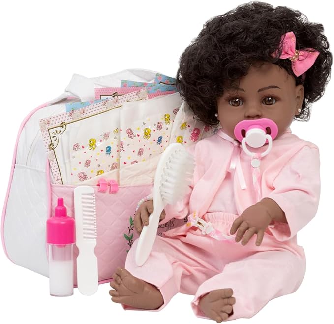 Boneca Bebe Reborn Fun Game Cabelo Cacheado Preto