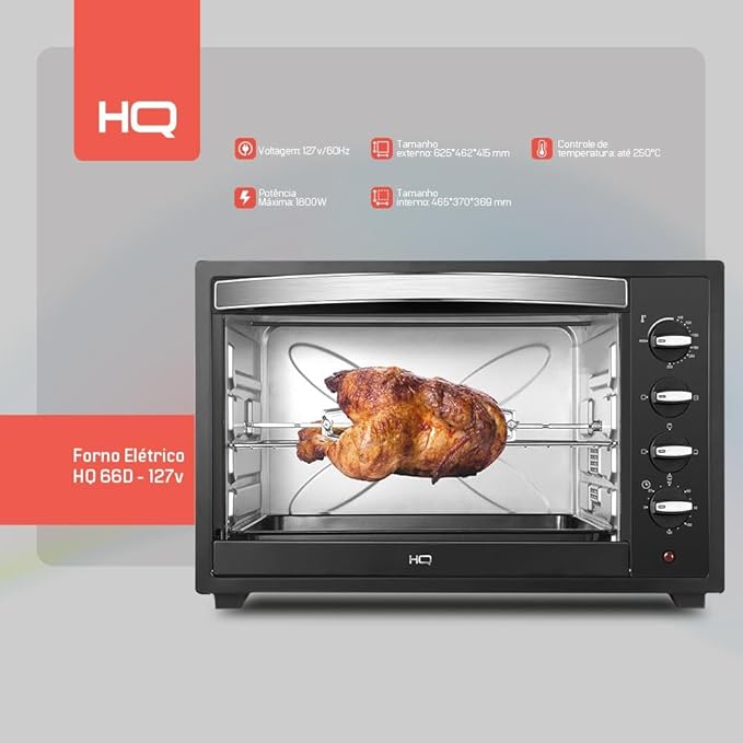 Forno Eletrico HQ 66L HQ66D Preto