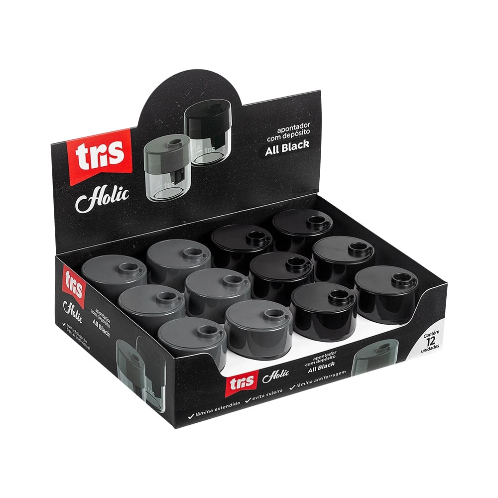 Apontador Tris Com Deposito Holic Black