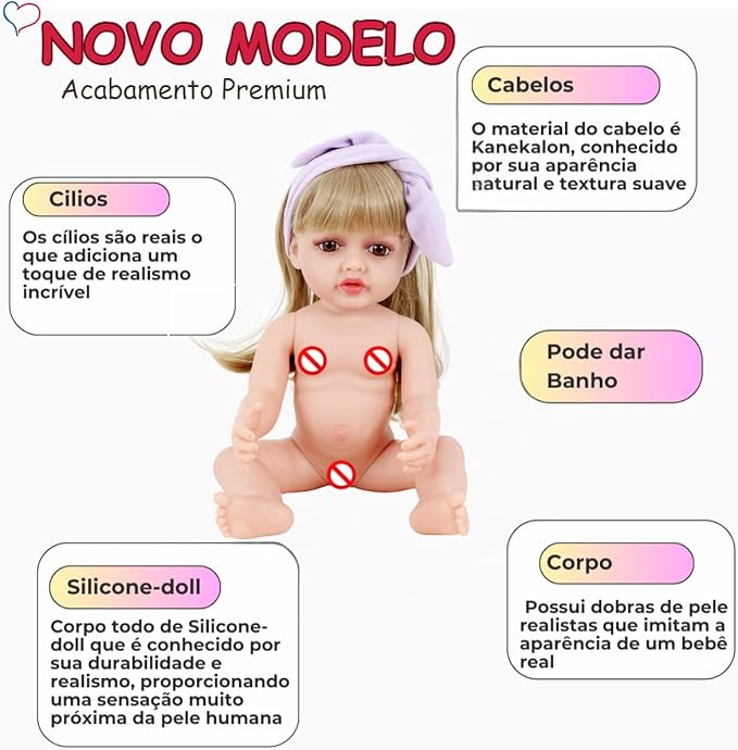 Boneca Bebe Reborn Sweetie Loira Premium Coelinha