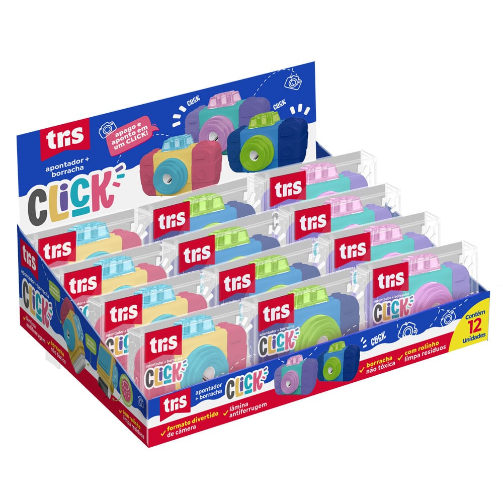 Apontador Tris Trisclick Com Borracha e Deposito