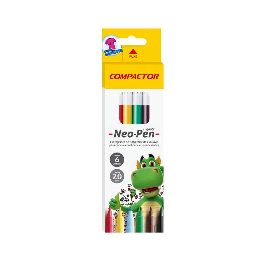 Caneta Hidrografica Compactor Neo Pen Gig 6 Cores