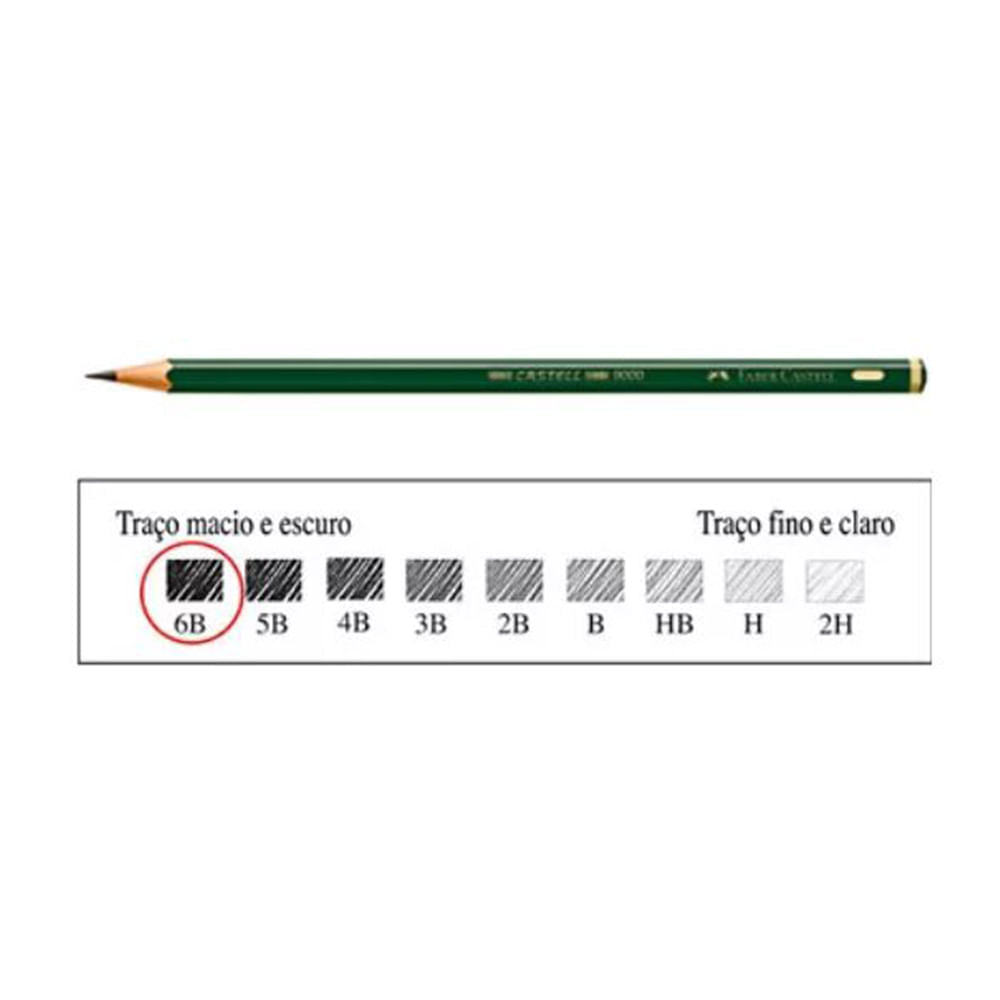 Lapis Grafite Faber Castell 9000 6B Unidade